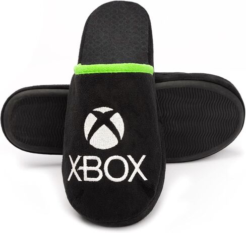 XBOX Slippers للرجال البالغين بشعار وحدة التحكم في الألعاب، حذاء أسود أخضر in Saudi Arabia