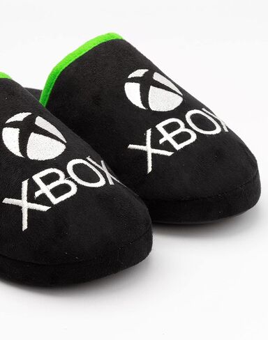 XBOX Slippers للرجال البالغين بشعار وحدة التحكم في الألعاب، حذاء أسود أخضر in Saudi Arabia