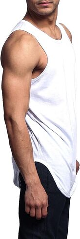 VICTORIOUS Solid Color Long Length Curved Hem Tank Top in Kuwait