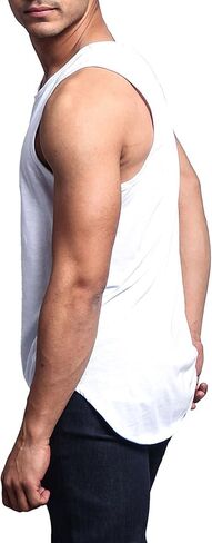 VICTORIOUS Solid Color Long Length Curved Hem Tank Top in Kuwait