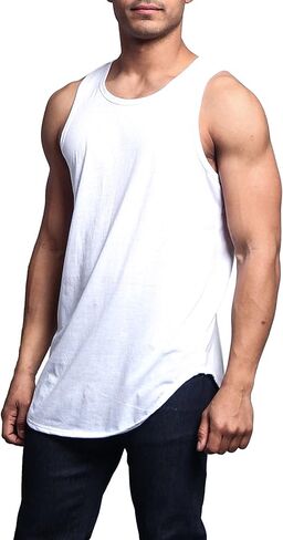 VICTORIOUS Solid Color Long Length Curved Hem Tank Top in Kuwait