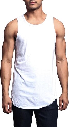 VICTORIOUS Solid Color Long Length Curved Hem Tank Top in Kuwait