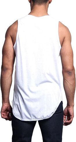 VICTORIOUS Solid Color Long Length Curved Hem Tank Top in Kuwait