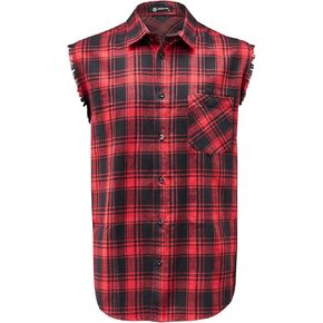 Sleeveless Plaid Front Shirt for Men,Cowboy Button Down Shirts