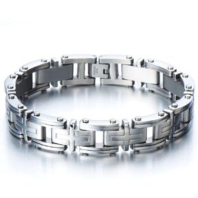 COOLSTEELANDBEYOND Exclusive Stainless Steel Man Jewelry Cross Link Bracelet for Men 8.85 Inches in Kuwait
