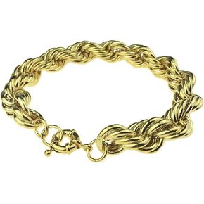 Bling Cartel Mens 14k Gold Plated Bracelet Hip Hop Rope Wrist Chain Hollow 9" Inch x 14MM Wide in Saudi Arabia