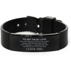 to My True Love Black Shark Mesh Bracelet, You Left Me Beautiful Memories, Best Birthday Gifts, Memorial Gifts for Men Women in Kuwait