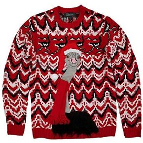 Mens Ugly Christmas Ostrich Scarf Holiday Knit Crewneck Sweater in Saudi Arabia