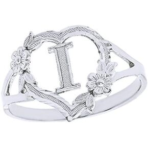 CaliRoseJewelry Silver Initial Alphabet Personalized Heart Ring - Letter I in Saudi Arabia