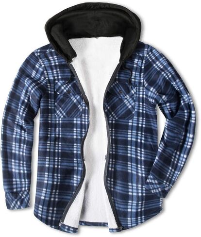 Men's Winter Plaid Sherpa Lined Flannel Shirt Jacket in Saudi Arabia