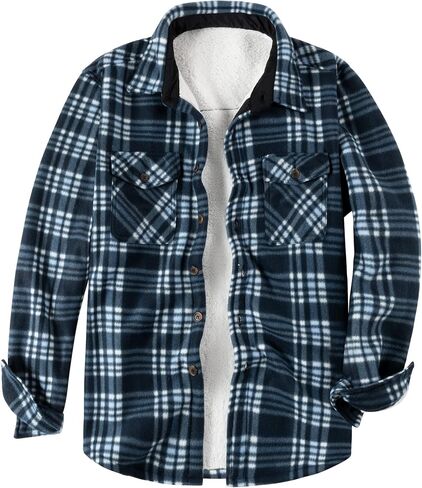 Men's Winter Plaid Sherpa Lined Flannel Shirt Jacket in Saudi Arabia