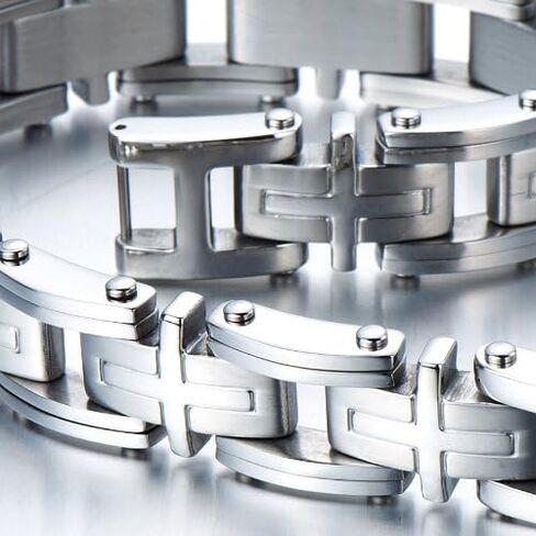 COOLSTEELANDBEYOND Exclusive Stainless Steel Man Jewelry Cross Link Bracelet for Men 8.85 Inches in Saudi Arabia