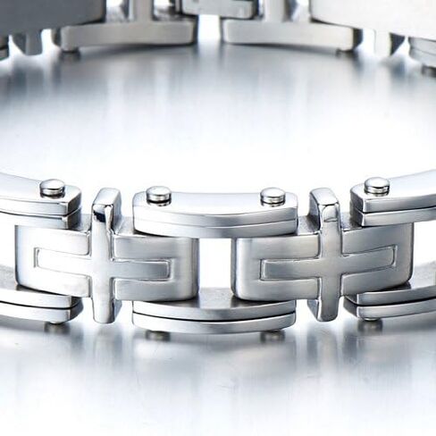 COOLSTEELANDBEYOND Exclusive Stainless Steel Man Jewelry Cross Link Bracelet for Men 8.85 Inches in Saudi Arabia
