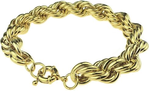 Bling Cartel Mens 14k Gold Plated Bracelet Hip Hop Rope Wrist Chain Hollow 9" Inch x 14MM Wide in Saudi Arabia