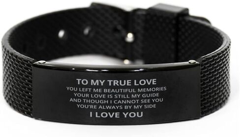 to My True Love Black Shark Mesh Bracelet, You Left Me Beautiful Memories, Best Birthday Gifts, Memorial Gifts for Men Women in Saudi Arabia