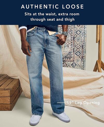 Nautica mens Nautica Authentic Loose Denim Jeans, Ocean Shallows Wash, 30 US in Saudi Arabia