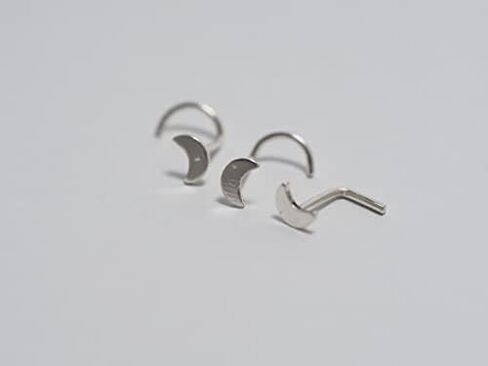 18, 20 Gauge Nose Stud,Tiny Moon Nose Stud, Nose Screw, Jewelry Nose Stud, Body Piercing Jewelry, Nose Piercing, Body Jewelry in Saudi Arabia