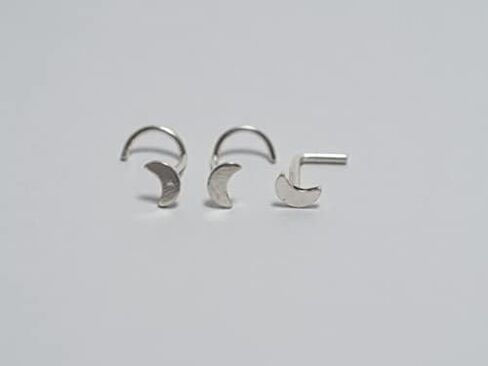 18, 20 Gauge Nose Stud,Tiny Moon Nose Stud, Nose Screw, Jewelry Nose Stud, Body Piercing Jewelry, Nose Piercing, Body Jewelry in Saudi Arabia