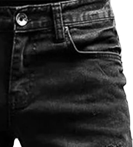 Maiyifu-GJ Men's Distressed Moto Biker Jeans Ripped Punk Gothic Zipper Denim Pants Hip hop Tapered Leg Slim Fit Jean in Kuwait