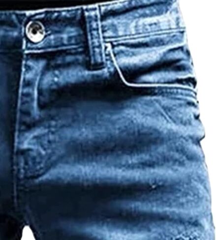 Maiyifu-GJ Men's Distressed Moto Biker Jeans Ripped Punk Gothic Zipper Denim Pants Hip hop Tapered Leg Slim Fit Jean in Kuwait