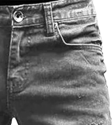 Maiyifu-GJ Men's Distressed Moto Biker Jeans Ripped Punk Gothic Zipper Denim Pants Hip hop Tapered Leg Slim Fit Jean in Kuwait