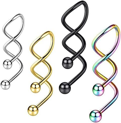 14G Large Twisted Cartilage or Industrial Barbell - 14 Gauge Industrial Cartilage Piercing Body Jewelry in Saudi Arabia