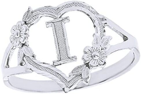 CaliRoseJewelry Silver Initial Alphabet Personalized Heart Ring - Letter I in Saudi Arabia