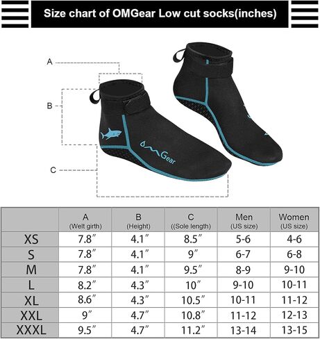 OMGear Water Socks Neoprene Socks Beach Booties 3mm 5mm Anti-Slip Wetsuit Footwear Fin Swim Sand Proof Socks in Saudi Arabia