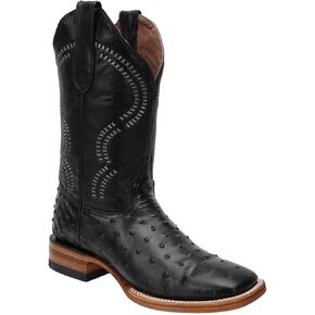 Mens Genuine Leather Quill Ostrich Print Western Cowboy Square Toe Rodeo Boots.Bota rodeo imitacion avestruz cowboy in Saudi Arabia
