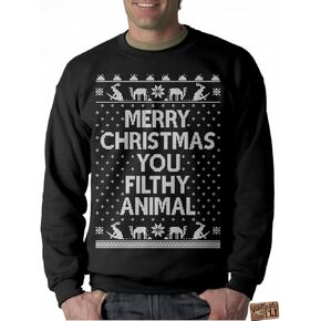 Vintage Fly Mens Ugly Christmas Sweater Merry Christmas You Filthy Animal Pullover Sweatshirt in Saudi Arabia