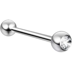EVONIX 14g Gem Tongue Ring Crystal Ball Glittery Jeweled Piercing Jewelry Sparkling Stud 16mm 5/8