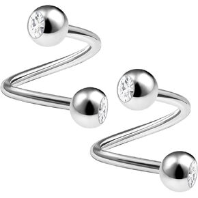 2PCS Surgical Steel Spiral Barbell 16 gauge 5/16 8mm 4mm Crystal Ball Lip Earrings Cartilage Piercing Jewelry See More Colors