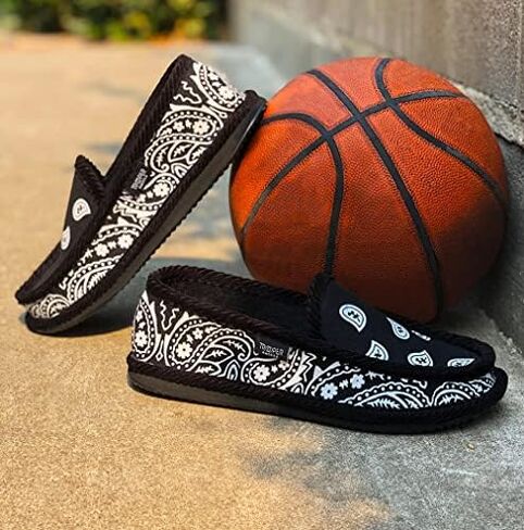 Trooper America Men and Women KS-002 Black Bandana Paisley Slip-On | Cozy, Colorful House Shoe Slippers | Ultra Cushion For Indoor and Outdoor in Saudi Arabia
