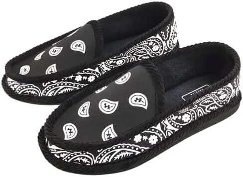 Trooper America Men and Women KS-002 Black Bandana Paisley Slip-On | Cozy, Colorful House Shoe Slippers | Ultra Cushion For Indoor and Outdoor in Saudi Arabia