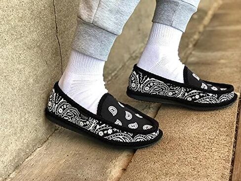 Trooper America Men and Women KS-002 Black Bandana Paisley Slip-On | Cozy, Colorful House Shoe Slippers | Ultra Cushion For Indoor and Outdoor in Saudi Arabia