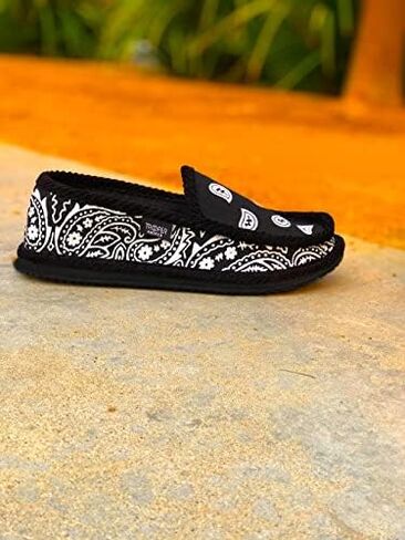 Trooper America Men and Women KS-002 Black Bandana Paisley Slip-On | Cozy, Colorful House Shoe Slippers | Ultra Cushion For Indoor and Outdoor in Saudi Arabia