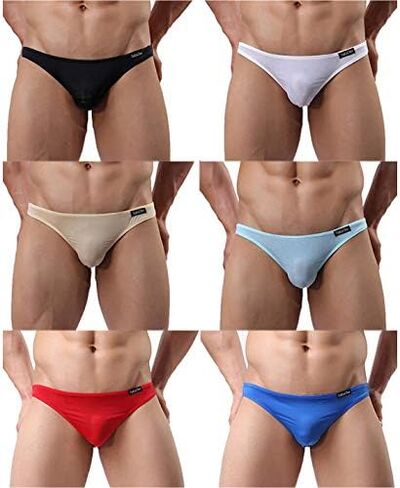 YuKaiChen Men's Briefs Low Rise Ice Silk Bikinis Seamless Underwear in Saudi Arabia