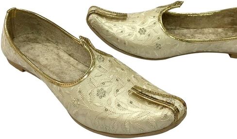 Men's Cream Wedding Shoes Sherwani Punjabi Jutti Traditional Ethnic Flats Mojari Khussa Juti in Kuwait