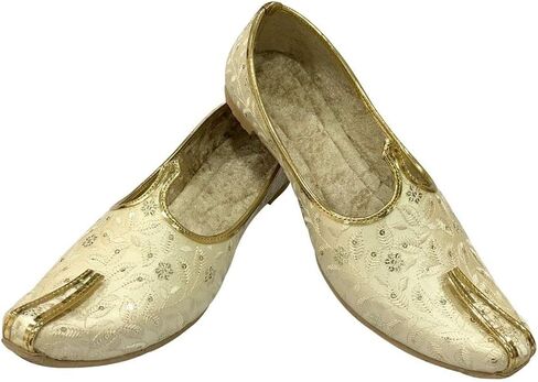Men's Cream Wedding Shoes Sherwani Punjabi Jutti Traditional Ethnic Flats Mojari Khussa Juti in Kuwait