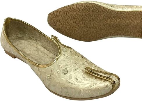Men's Cream Wedding Shoes Sherwani Punjabi Jutti Traditional Ethnic Flats Mojari Khussa Juti in Kuwait