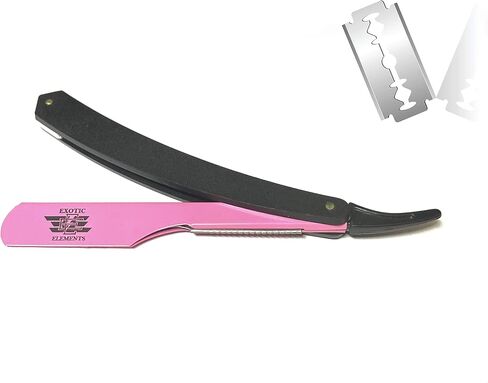 Professional Straight Edge Razor in Lightweight Steel used for Barbershops Professional Salons Beauty Parlors – Double Edge Single Edge Folding Hair Shaving Razor Pink and Black in Saudi Arabia