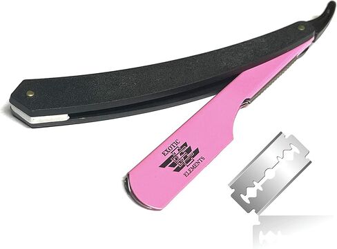 Professional Straight Edge Razor in Lightweight Steel used for Barbershops Professional Salons Beauty Parlors – Double Edge Single Edge Folding Hair Shaving Razor Pink and Black in Saudi Arabia