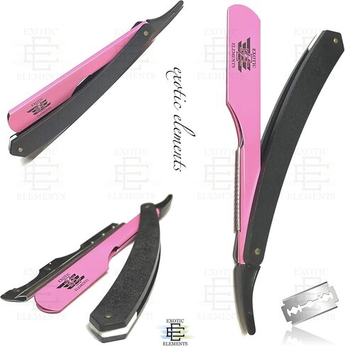 Professional Straight Edge Razor in Lightweight Steel used for Barbershops Professional Salons Beauty Parlors – Double Edge Single Edge Folding Hair Shaving Razor Pink and Black in Saudi Arabia