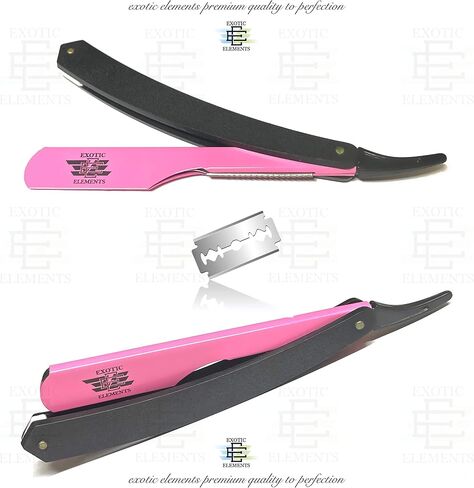 Professional Straight Edge Razor in Lightweight Steel used for Barbershops Professional Salons Beauty Parlors – Double Edge Single Edge Folding Hair Shaving Razor Pink and Black in Saudi Arabia