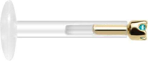 Body Candy 14k Yellow Gold December 1.5mm CZ Bioplast Push in Labret Monroe 14 Gauge 3/8" in Saudi Arabia