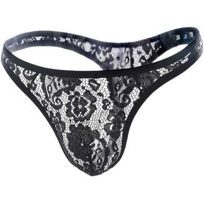 Briefs Knickers Underpants Low-Waisted Underwear Lace Men Lingerie Sexy Pants Red Strapless Bras for Women (Black, M) in Kuwait
