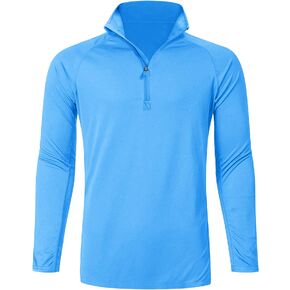 Men's UPF 50+ Fishing Shirts 1/4 Zip Sun Protection Hiking Running Rash Guard T-Shirts Quick Dry Long Sleeve Outdoor Shirt in Saudi Arabia