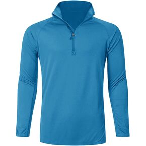 Men's UPF 50+ Fishing Shirts 1/4 Zip Sun Protection Hiking Running Rash Guard T-Shirts Quick Dry Long Sleeve Outdoor Shirt