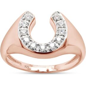 SAVEARTH DIAMONDS 1/3 Carat Round Cut Lab Created Moissanite Diamond Horseshoe Statement Ring In 14K Gold Over Sterling Silver Jewelry For Men (G-H Color, VVS1 Clarity, 0.33 Cttw) in Kuwait