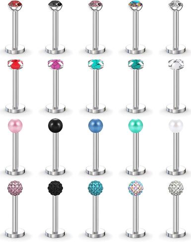SCERRING 16 جرام الشفاه خواتم الفولاذ المقاوم للصدأ Labret مونرو الشفاه الدائري الزنمة مسمار اللولب القرط مسمار ثقب المجوهرات بار طول 8 مللي متر 5-20 قطعة in Kuwait